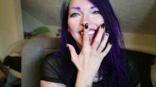 Goth girl spit tongue fetish