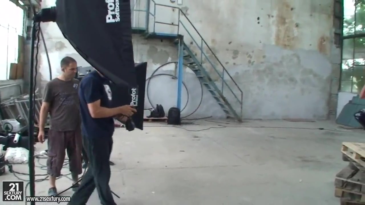 Shalina Divine sucks and drinks some sperm before hot posing at the warehouse