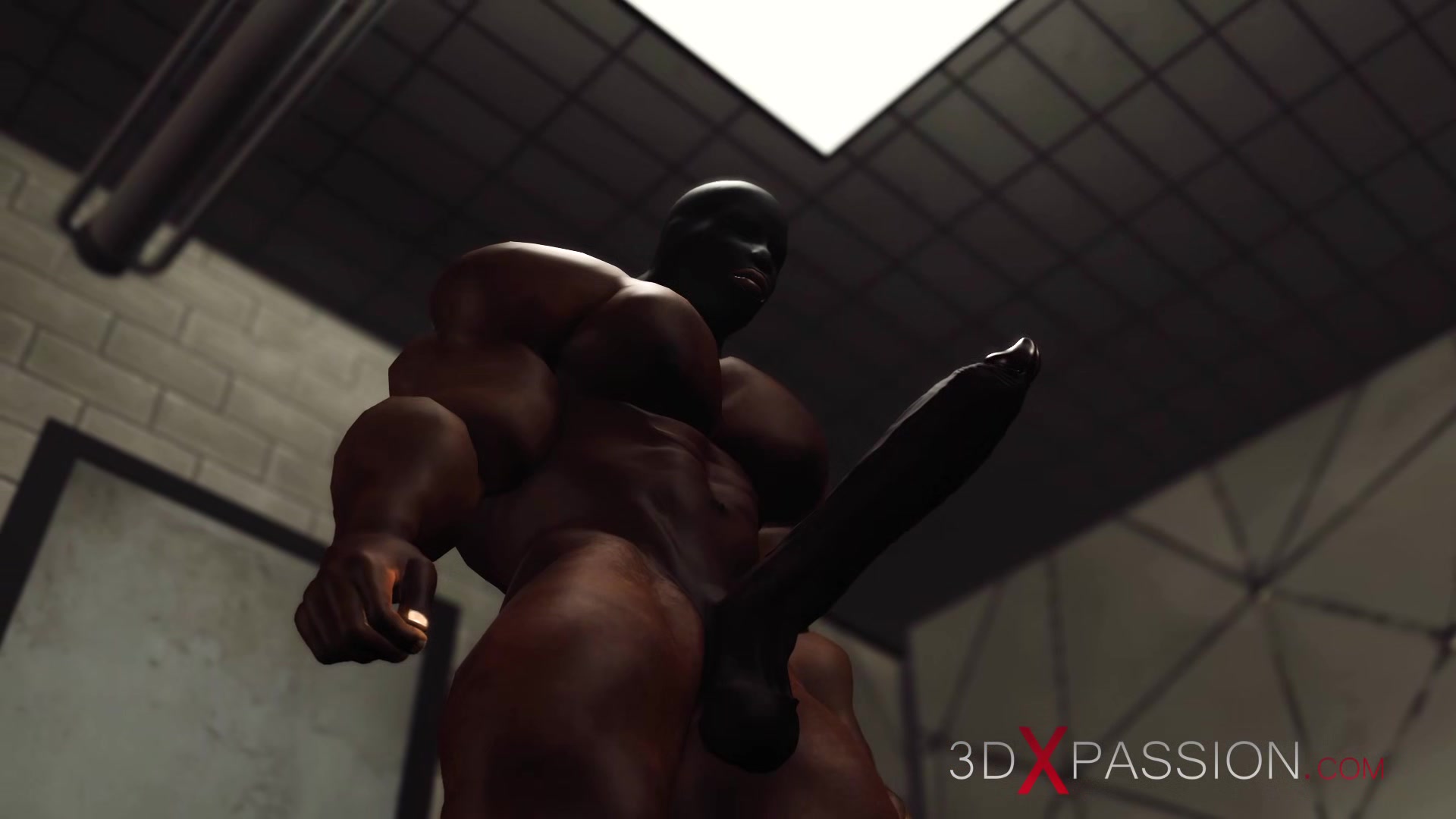 Super fuck machine system! Big black cock inside a sexy ballgagged brunette in chains