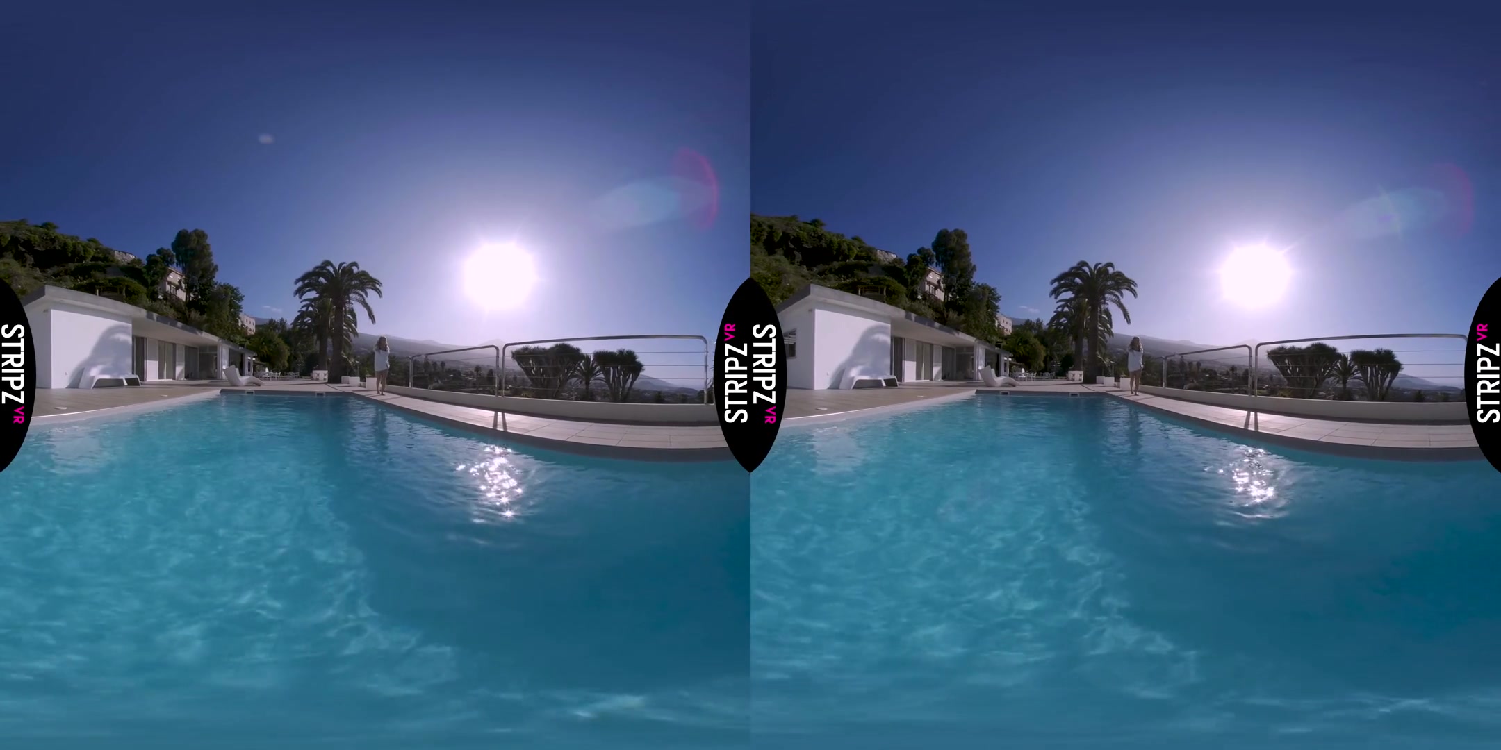 Take a Dip - Blonde with Long Legs Goes Skinny Dipping in the Pool