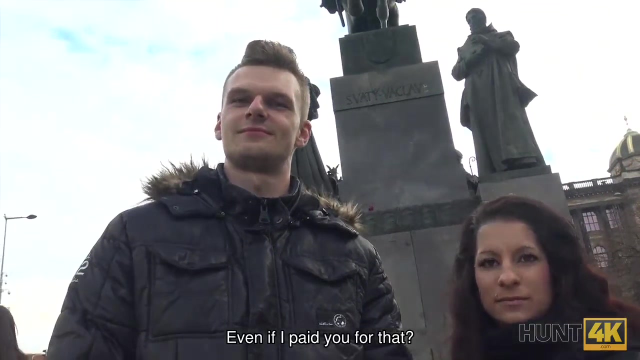 HUNT4K. Man with camera fucks pretty girl in exchange for money