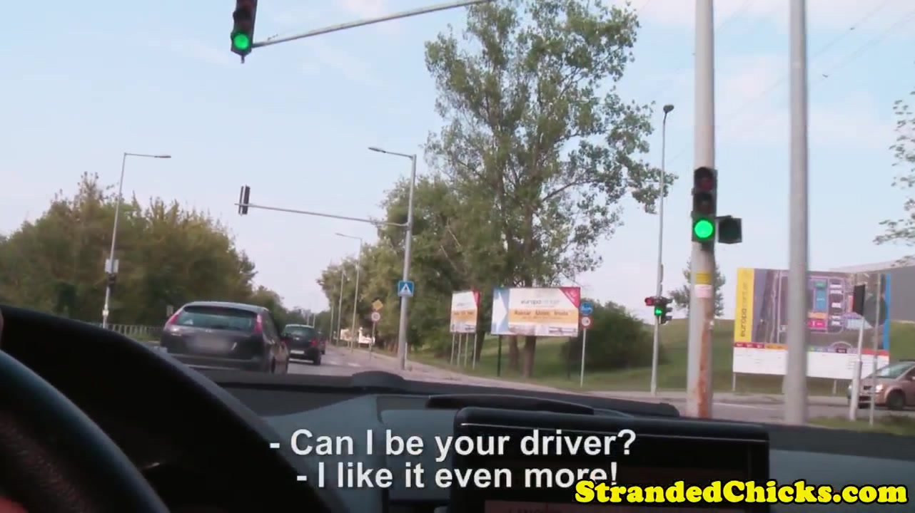 Gorgeous hitchhiking eurobabe jizzed on boobs
