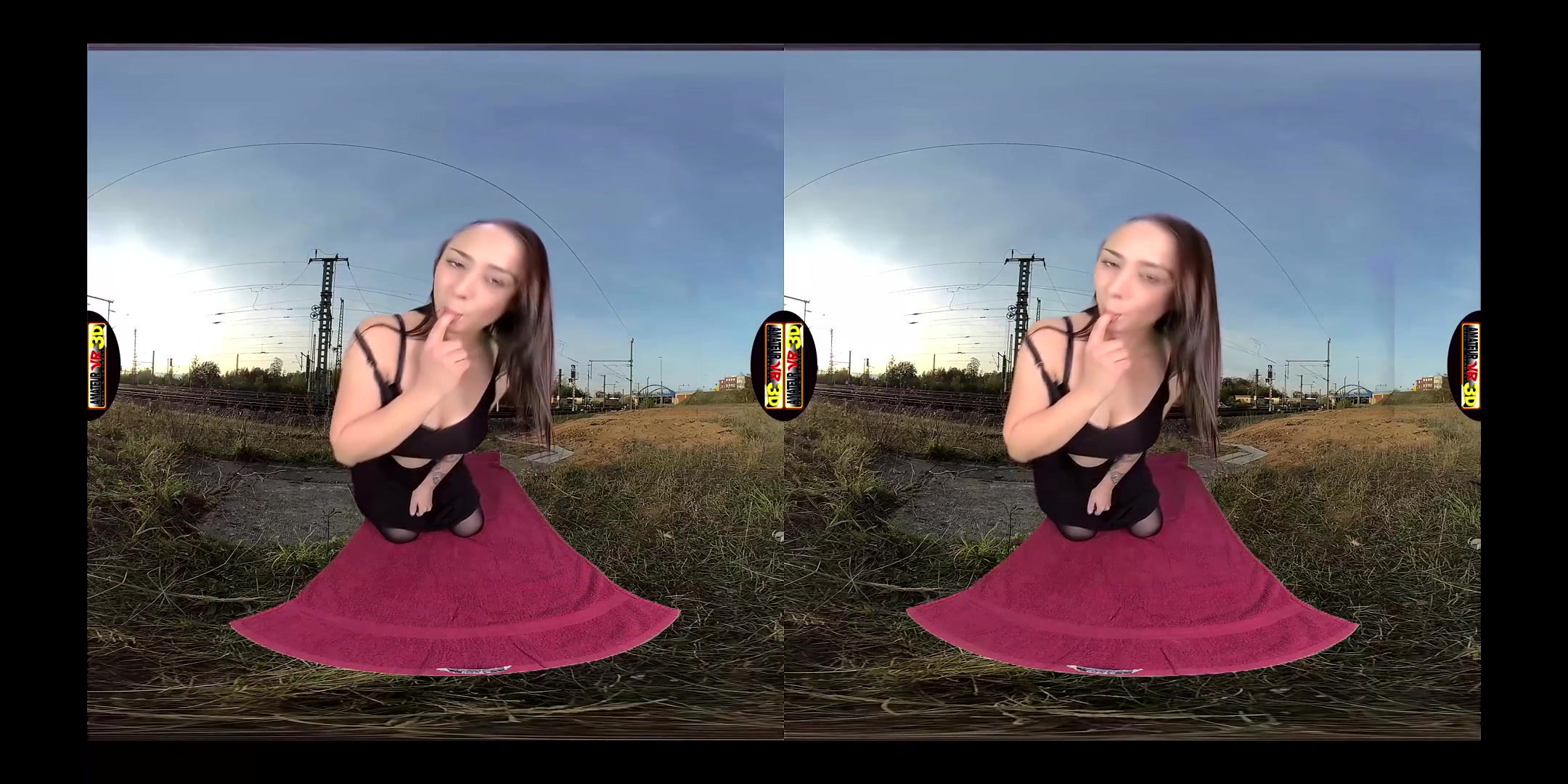 Bella - She Jerks for You at the Railway Embankment... - SexLikeReal