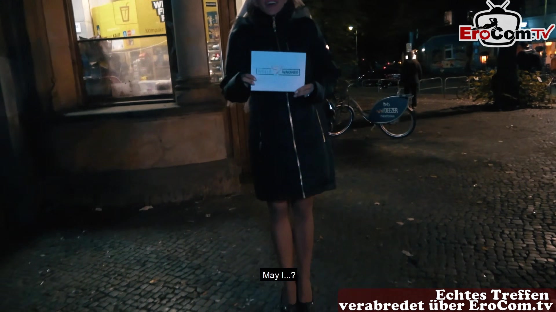 German blonde Tattoo bitch real street pick up and fuck