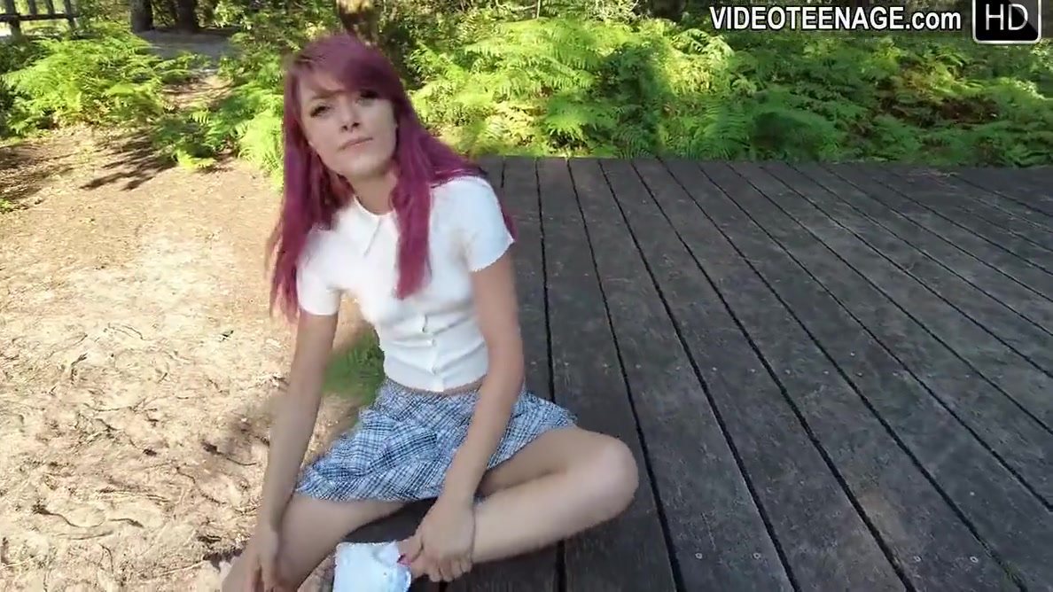 18 Year Cute Girl Outdoor With Mini Skirt