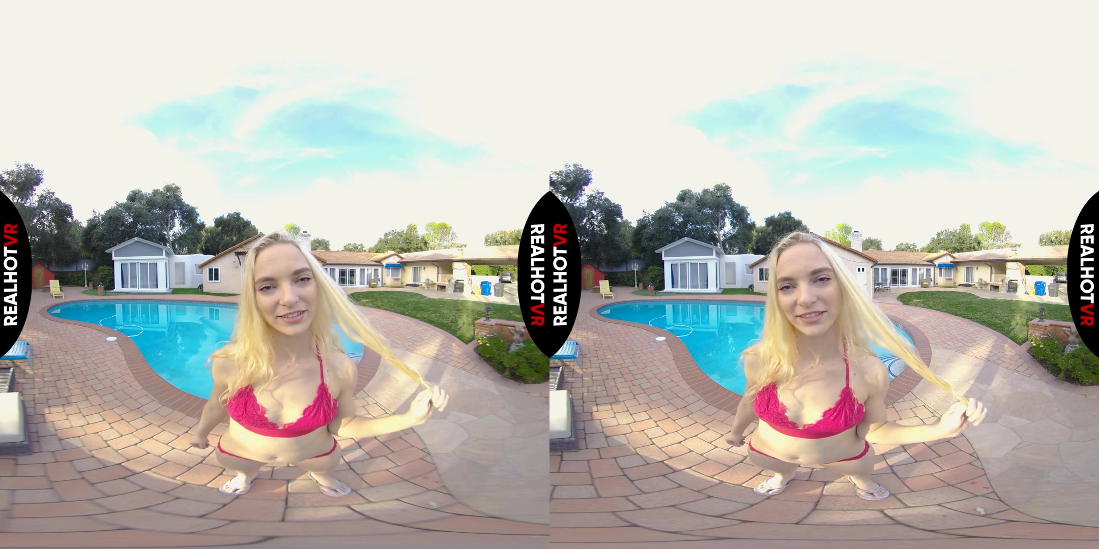 Banging The Pool Boy In Stepdad' Bed - Blonde teen 18+ Babe Solo by the Pool