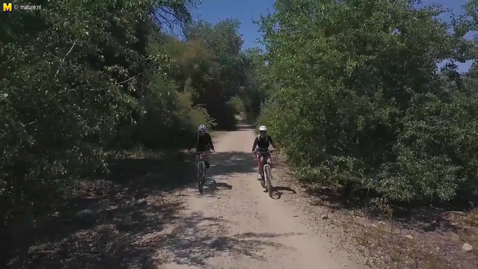 Two Hot Big Breasted Milfs Ssuck And Fuck A Younger Biker In The Open Air - MatureNL