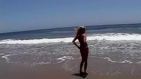 Little Summer fingered Pussy closeup in beach