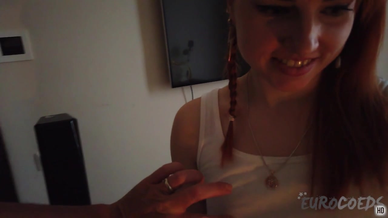 Between The Scenes Blowjob From Hot Petite Redhead Model Rikki She Worships Hard Cock And Drools Cum