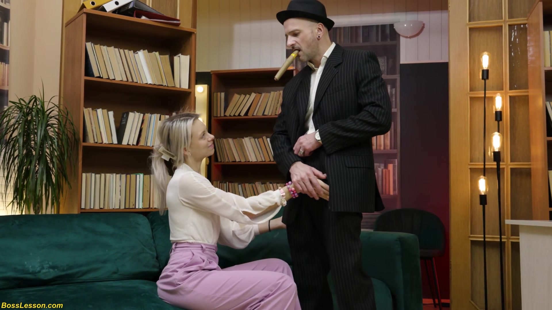 Skinny Secretary Gets All Holes Stretched