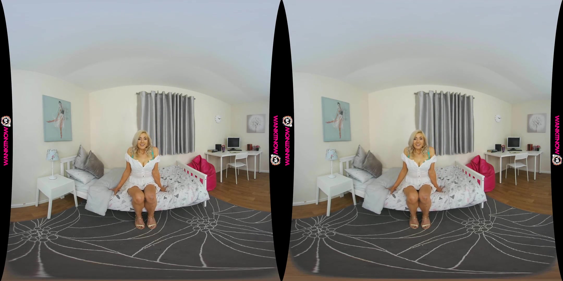 Happy Wanker - Blonde Shaved Solo Model Lingerie JOI
