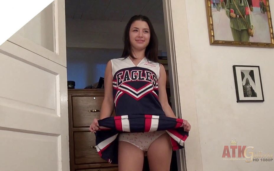 Behind the scenes with sexy teen cheerleader