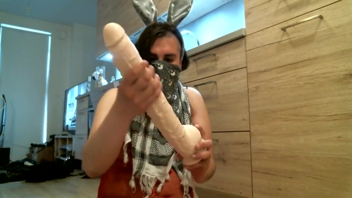 Bunny Boy Takes Huge Dildo 17-inch Dildo In His Big Butt