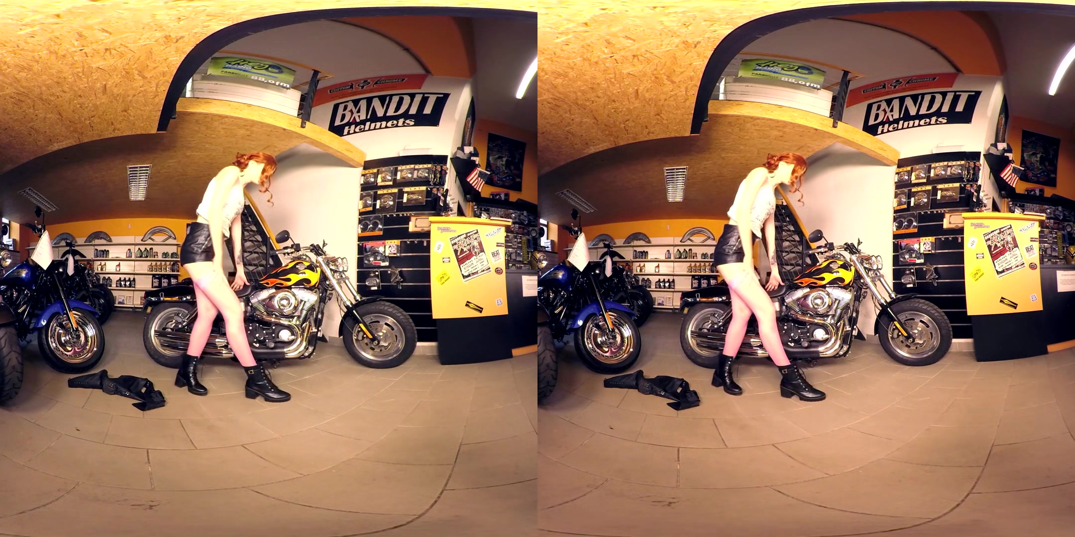 195 - Yassmine - Slender Redhead Naked In Motorcycle
