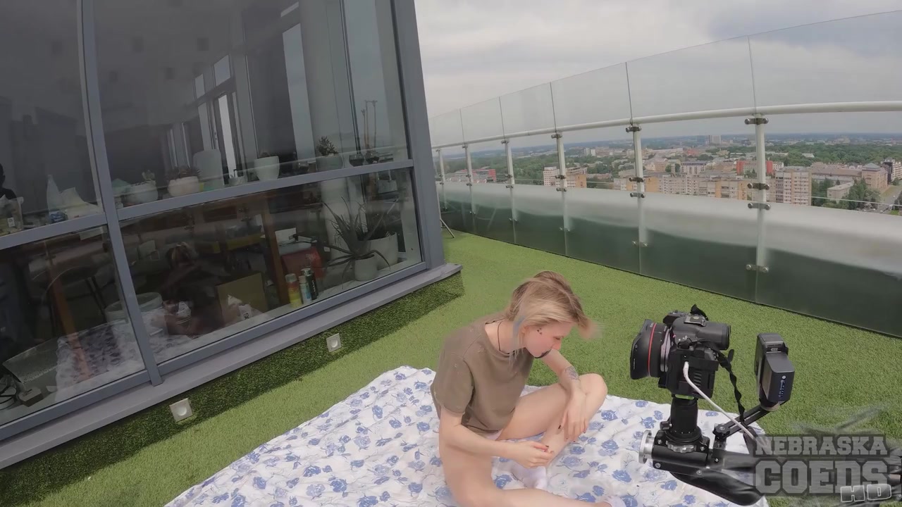 Sofie And Ingrida Sunbathing And Double Dildo Fucking Outdoors