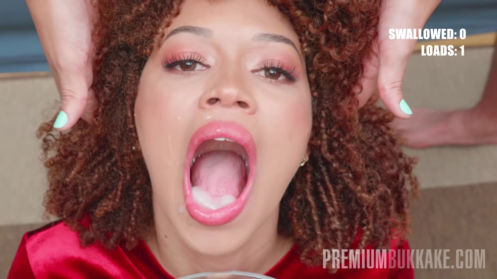 PremiumBukkake - Katrina swallows *** mouthful cumshots