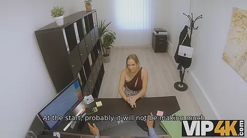 VIP4K. Hottie tries to realize her dream though sexual relationship with loaner