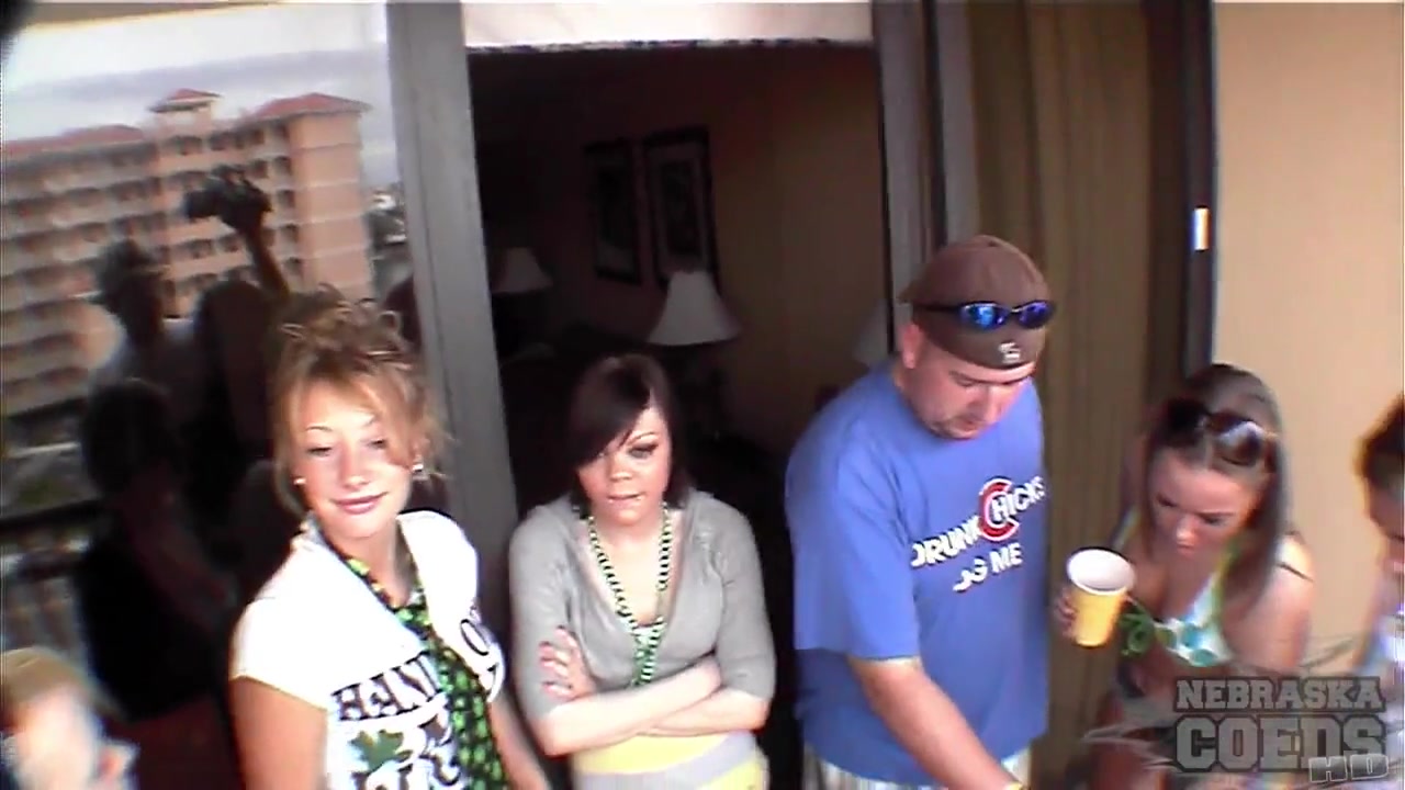Super Hotties Playing Drinking Games on Balcony - NebraskaCoeds