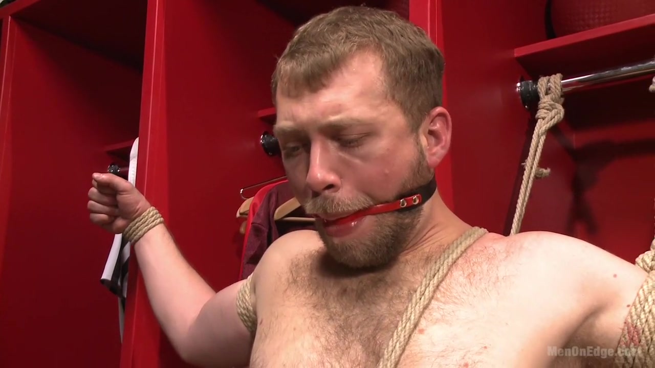 Edged in the gym so long that he cums twice!