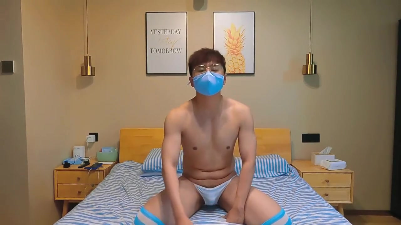 Boy In Blue And White Striped Stockings