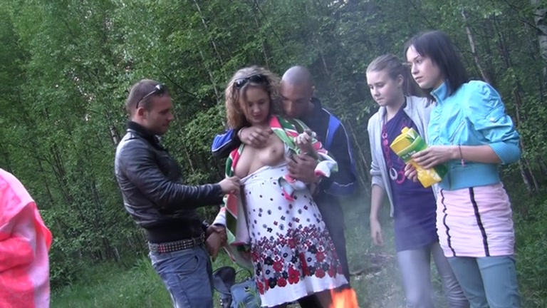 Russian students 18+ staged an fuckfest in the woods