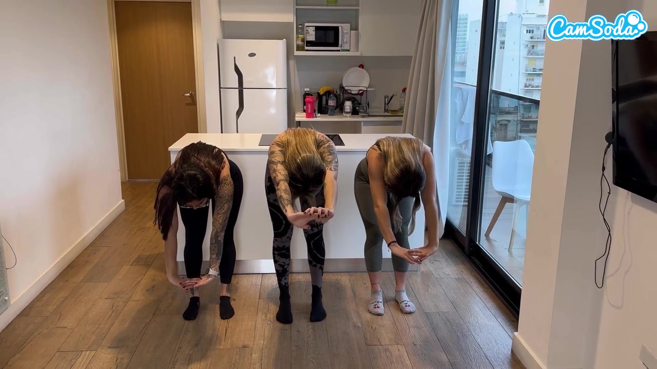 Four Girls having Lesbian Sex for the first Time during Workout Session