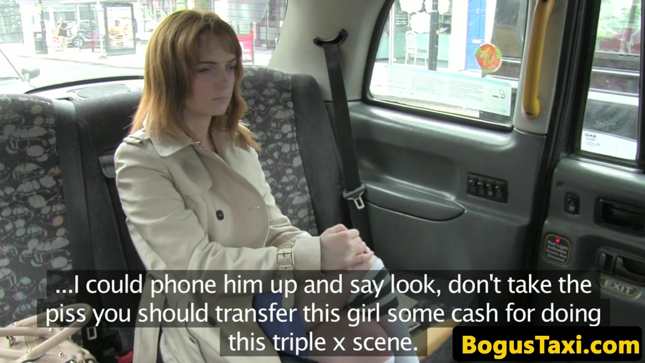 Ginger british taxi babe riding cabbies cock
