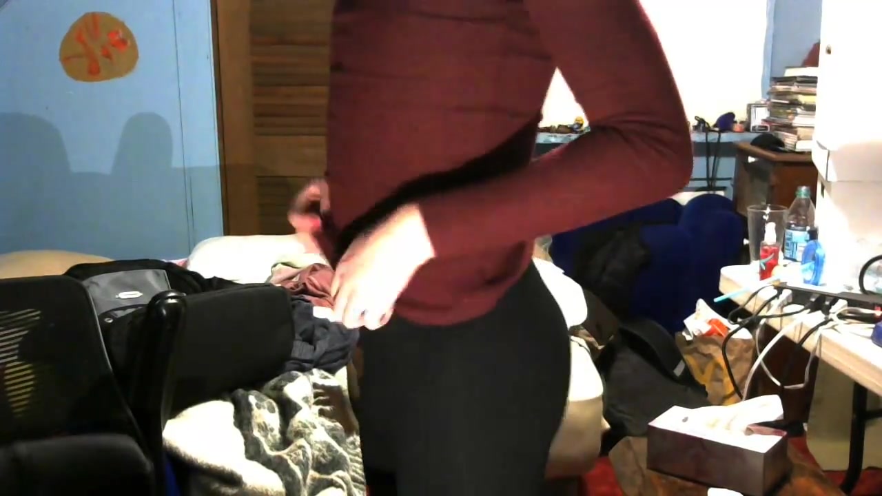 Femboy slut see through leggings pink thong self facial