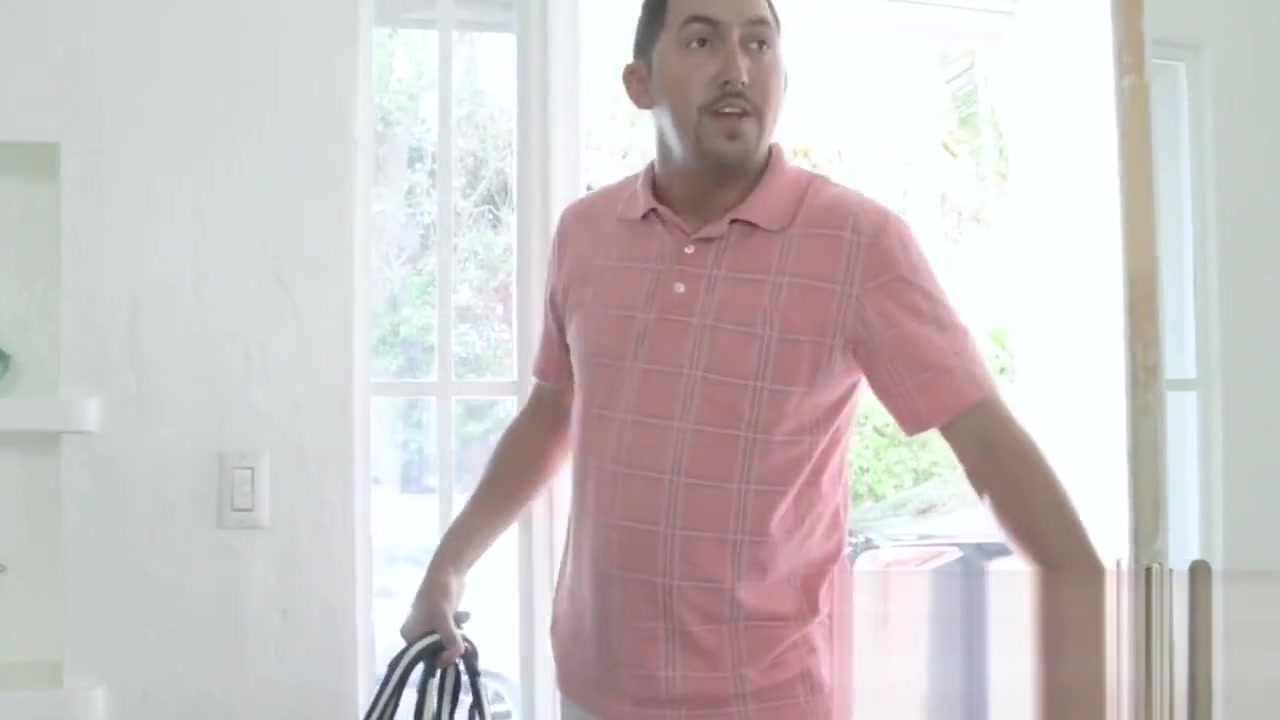 Ginger babe gets a very entertaining present from stepdad