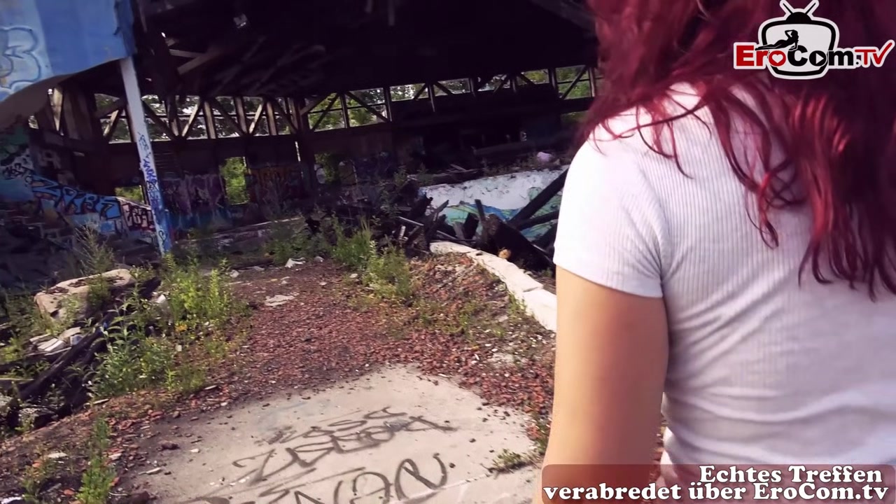 German redhead teen 18+ public pick up Melina May outdoor street POV