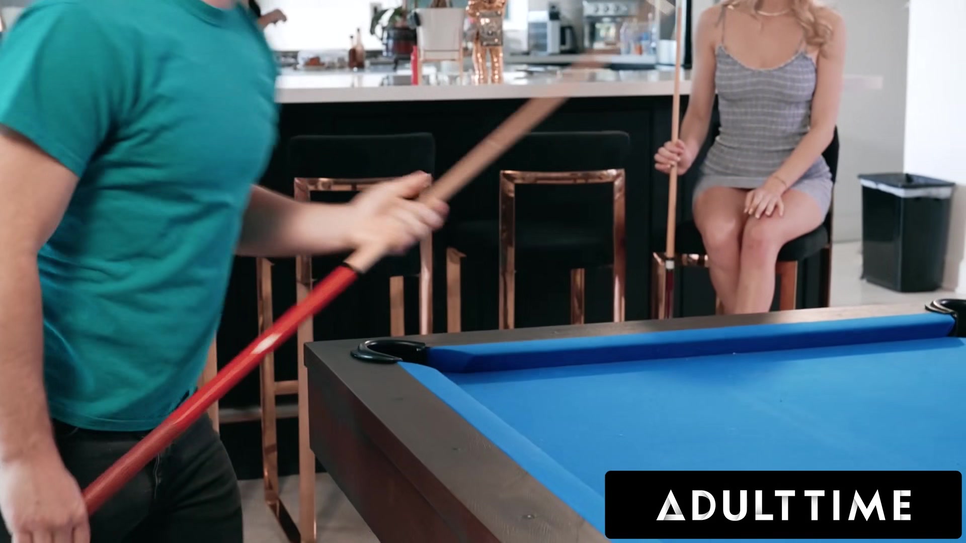 ADULT TIME - Roommates Paige Owens and Kay Lovely Play Strip Pool With Stud And Use Him As FUCK TOY!
