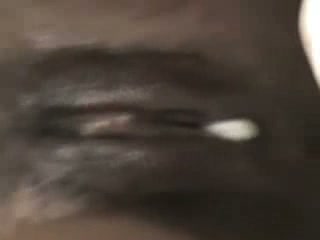 Black chick with legs spread wide open dripping creampie