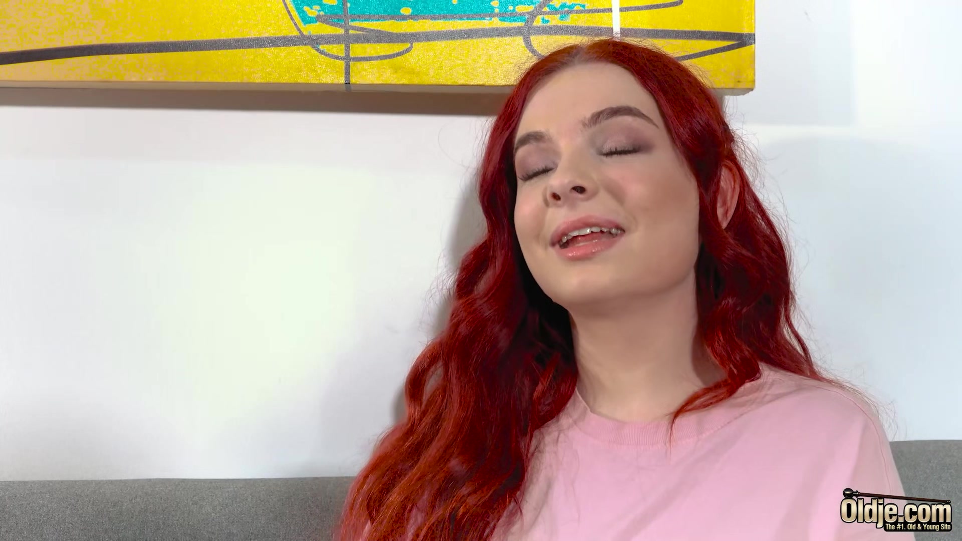 Hot teen 18+ redhead sucking n swallowing cum from grandpa