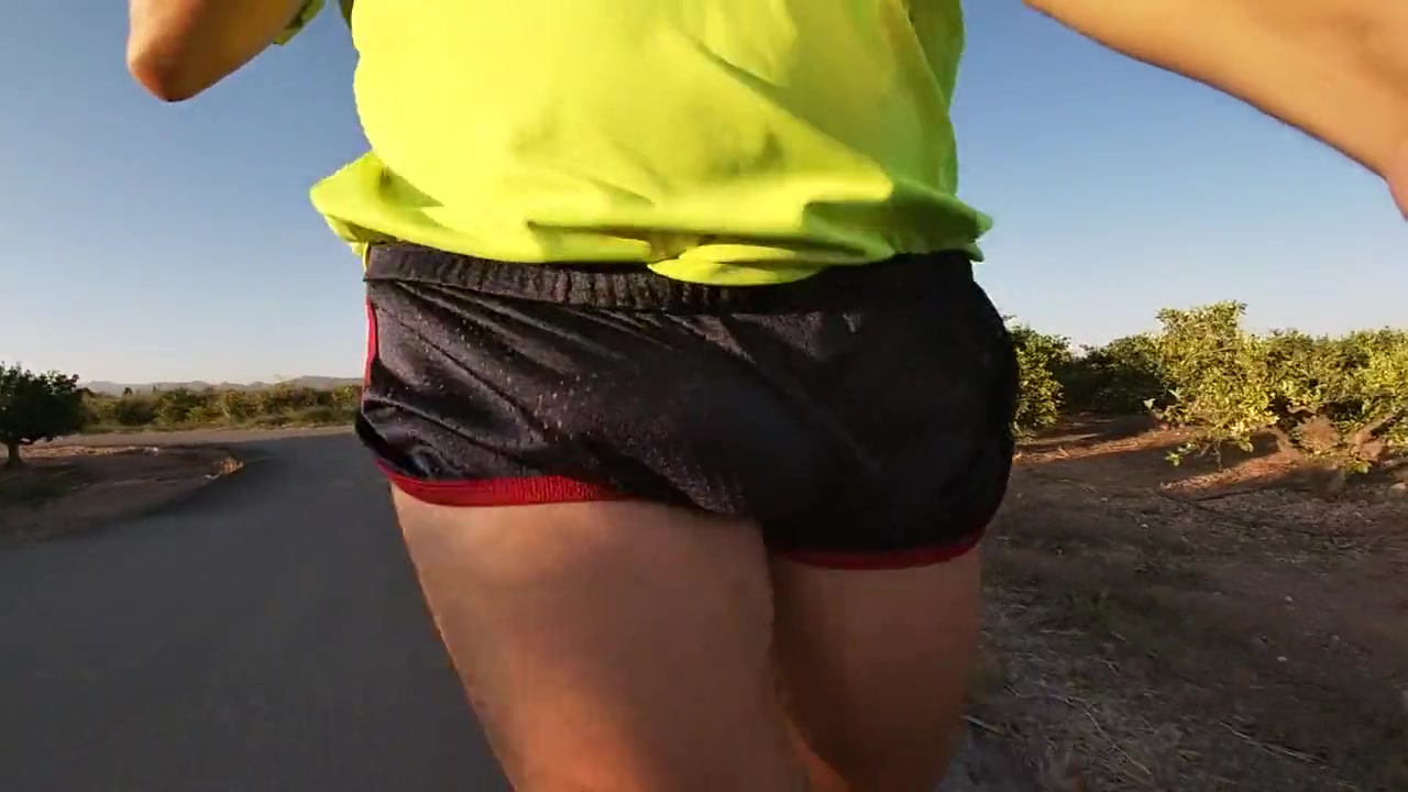 Tight Shiny Sport Shorts Bulging Routine freeballing In A Public Place