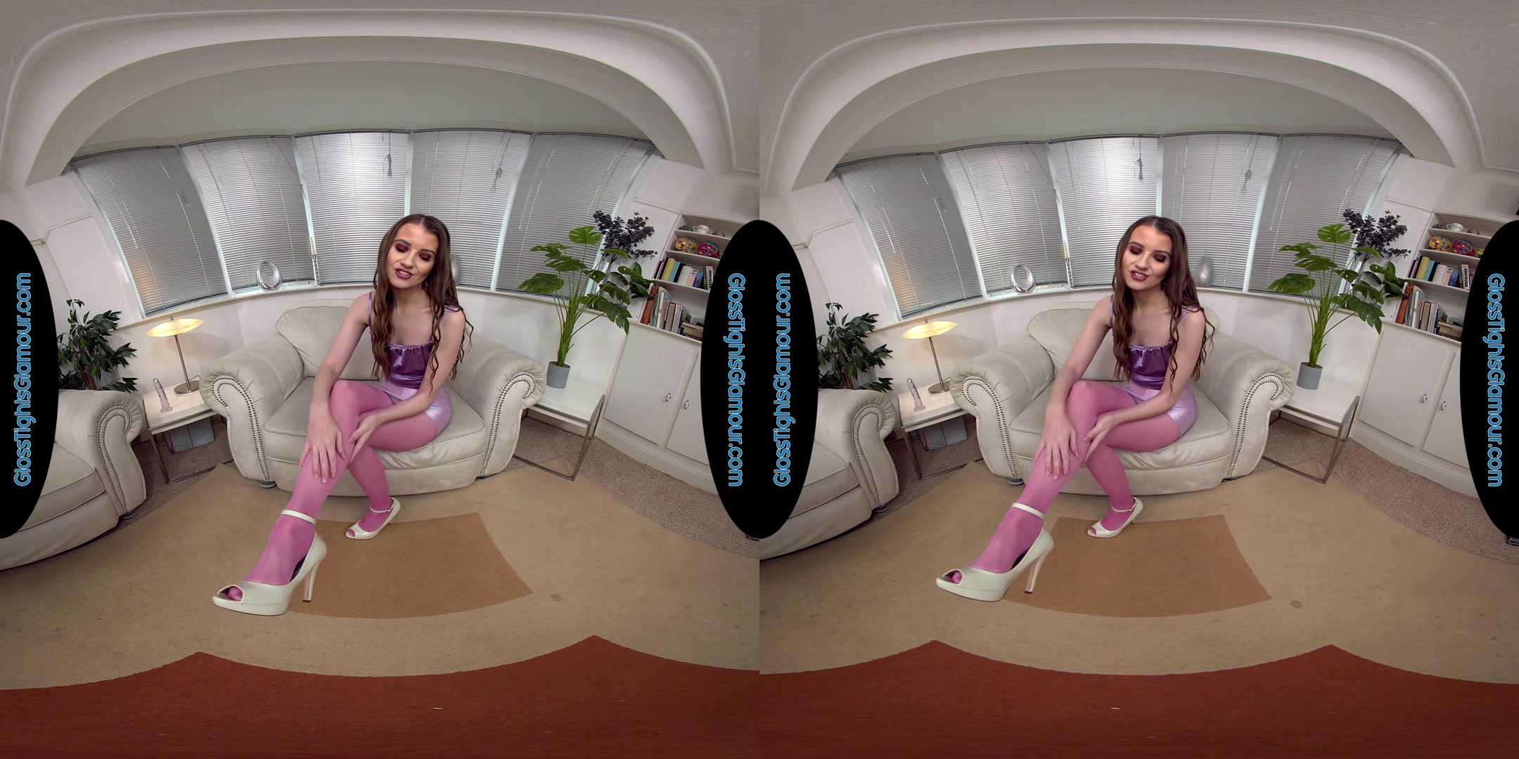 Brook Logan Pink Crotchless Glossy Legwear Treat Joi & Dildo - 8k Vr