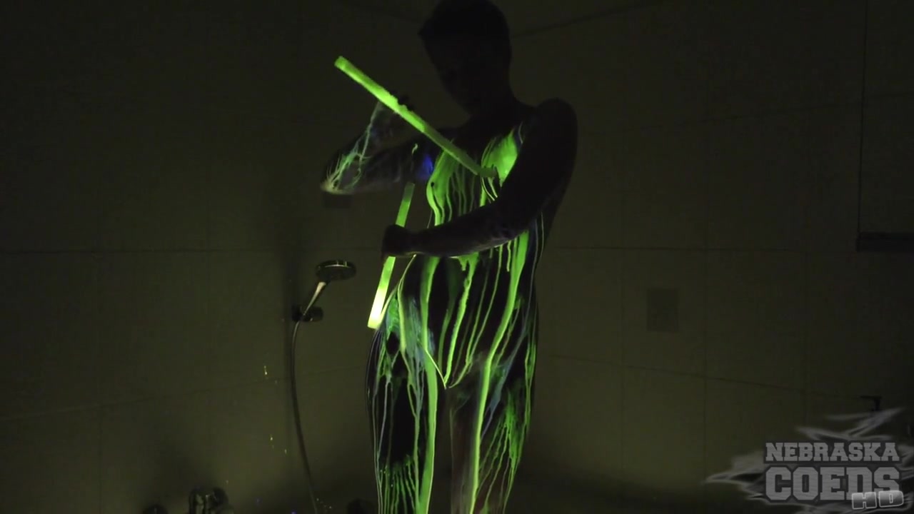 18yo Billie Banging Herself Out With Glowsticks Then Glow In The Dark Fun - NebraskaCoeds