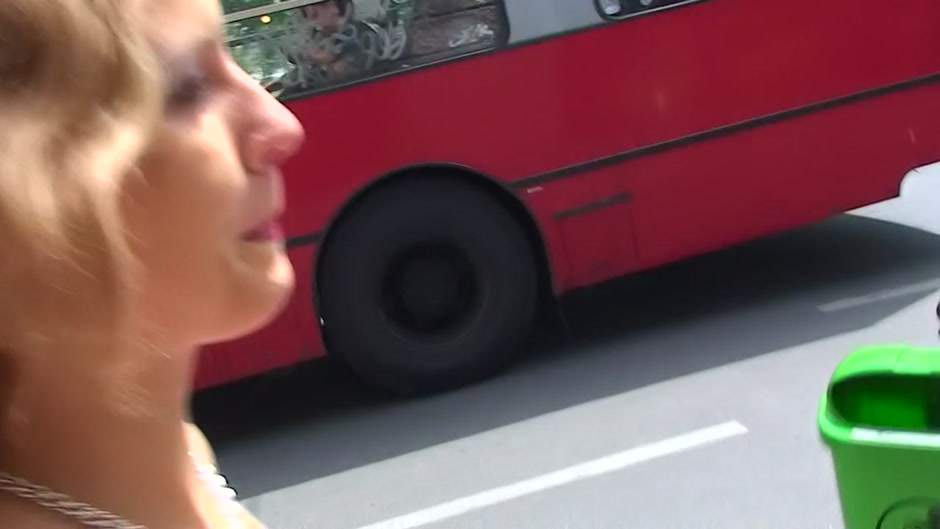 Slutty minx rides cock on an empty public road