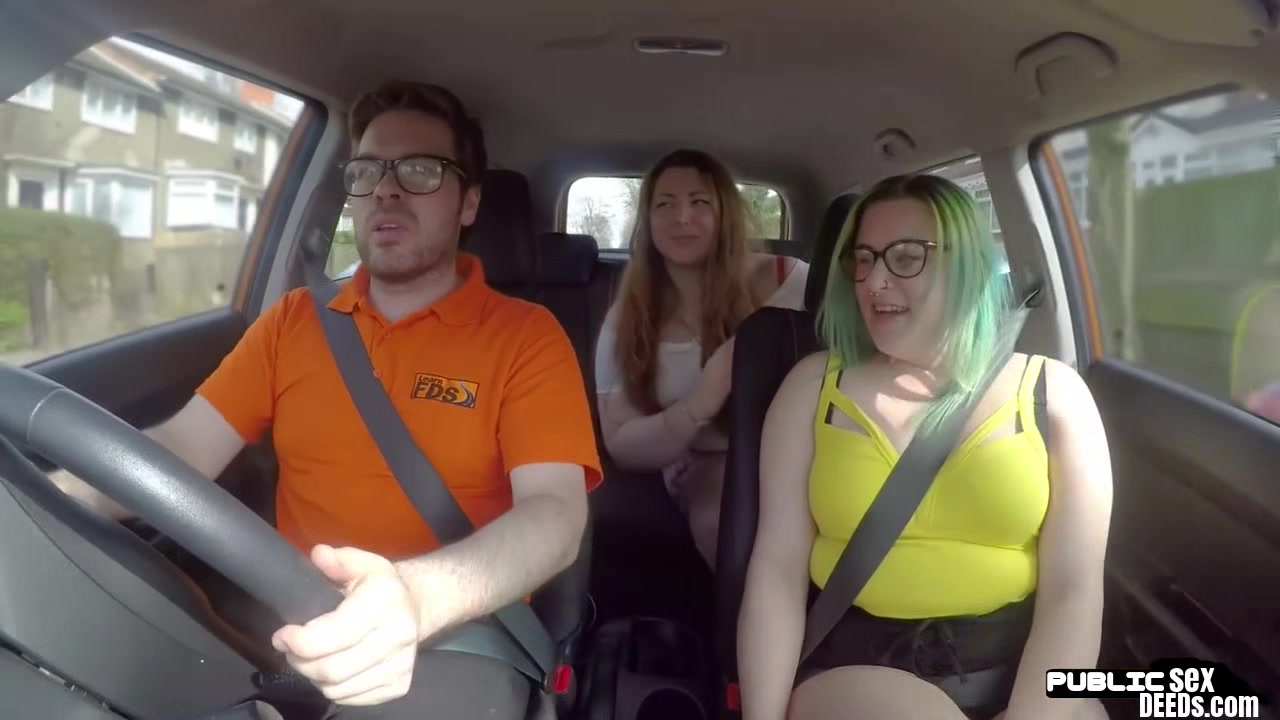Chubby driving student 18+ public fucked by tutor outdoor in car