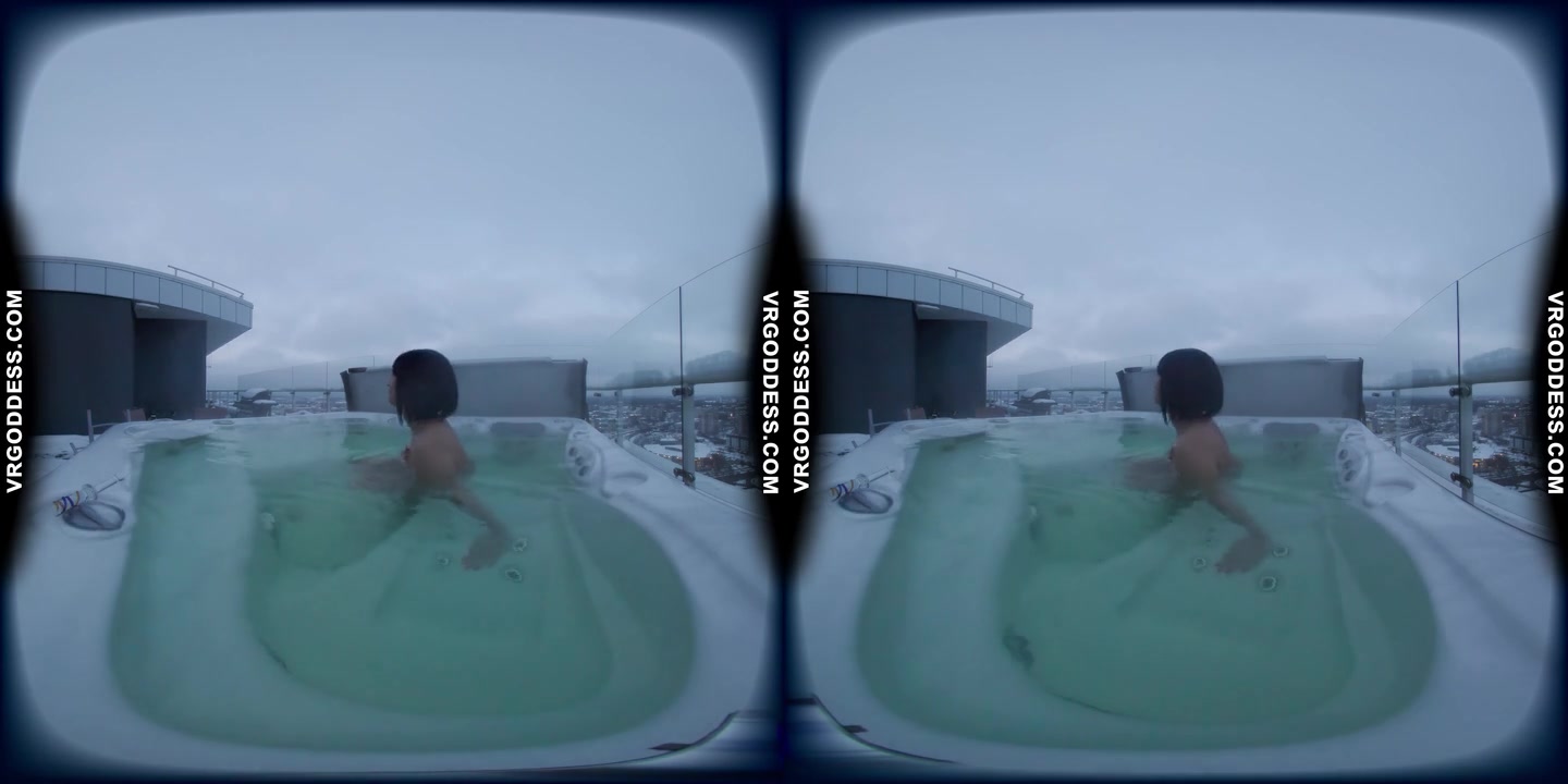 Angelika Showering And Rooftop Jacuzzi On A Snowy Winter Day