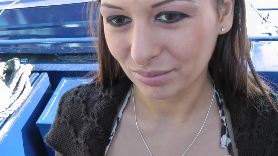Breasty slut fucks in a public boat and in a park