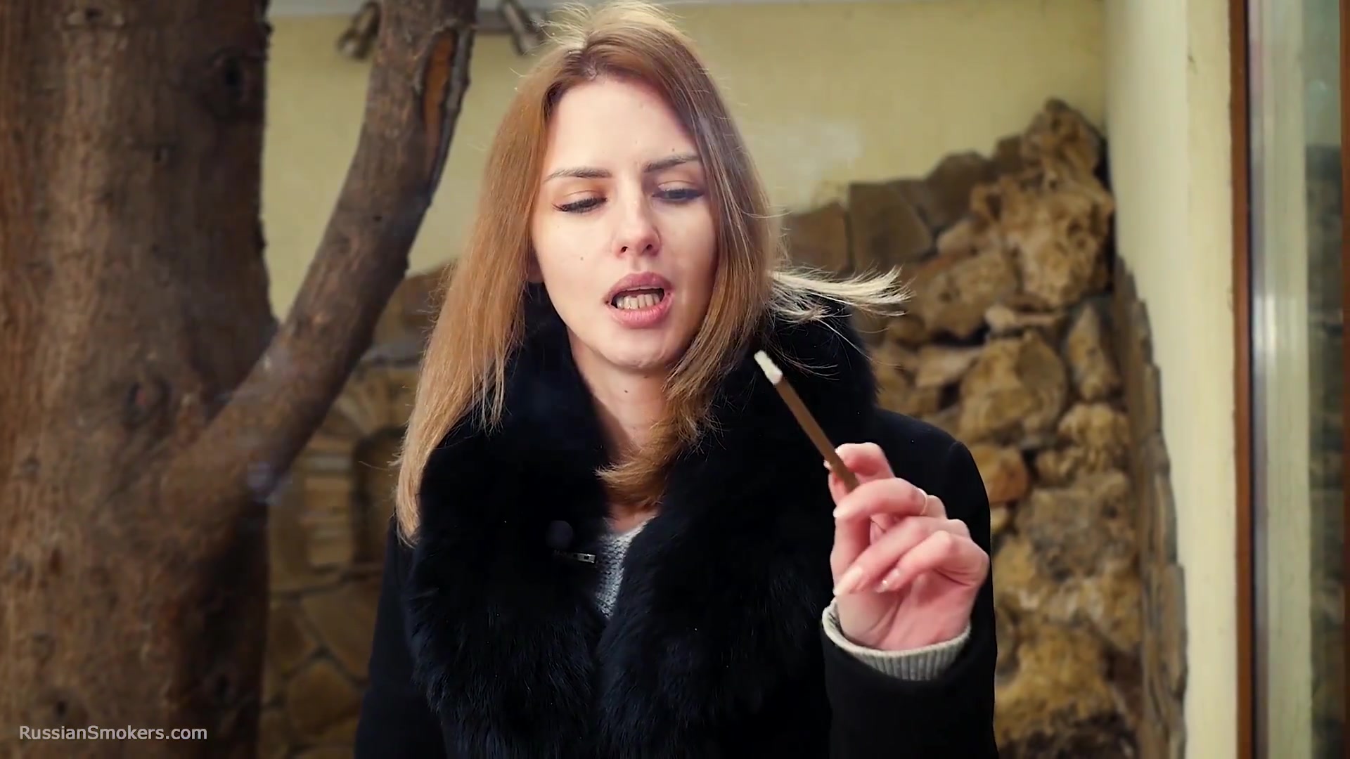 Anastasia Is Smoking 120mm Cigarette Outside