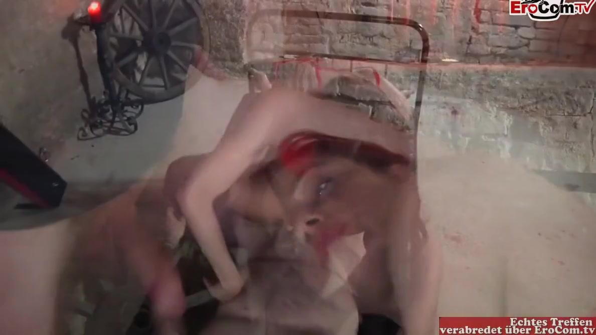 Red-haired German Woman In A Threesome Penetrated By Two Guys And Spermed The