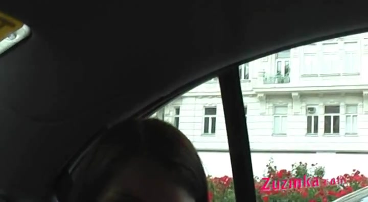 Zuzinka plays with her pussy in a taxi