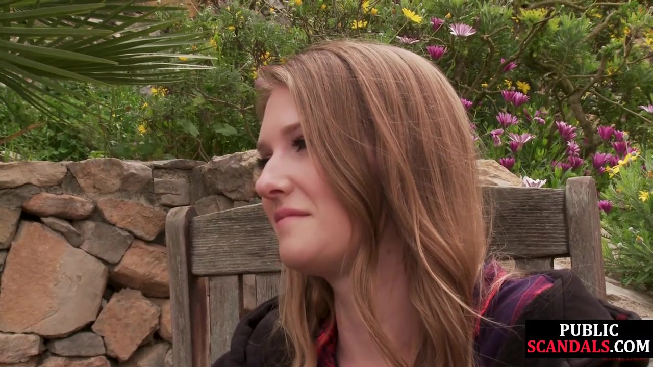 Public throatfucked babe enjoys Hitachi toying n licks cunt