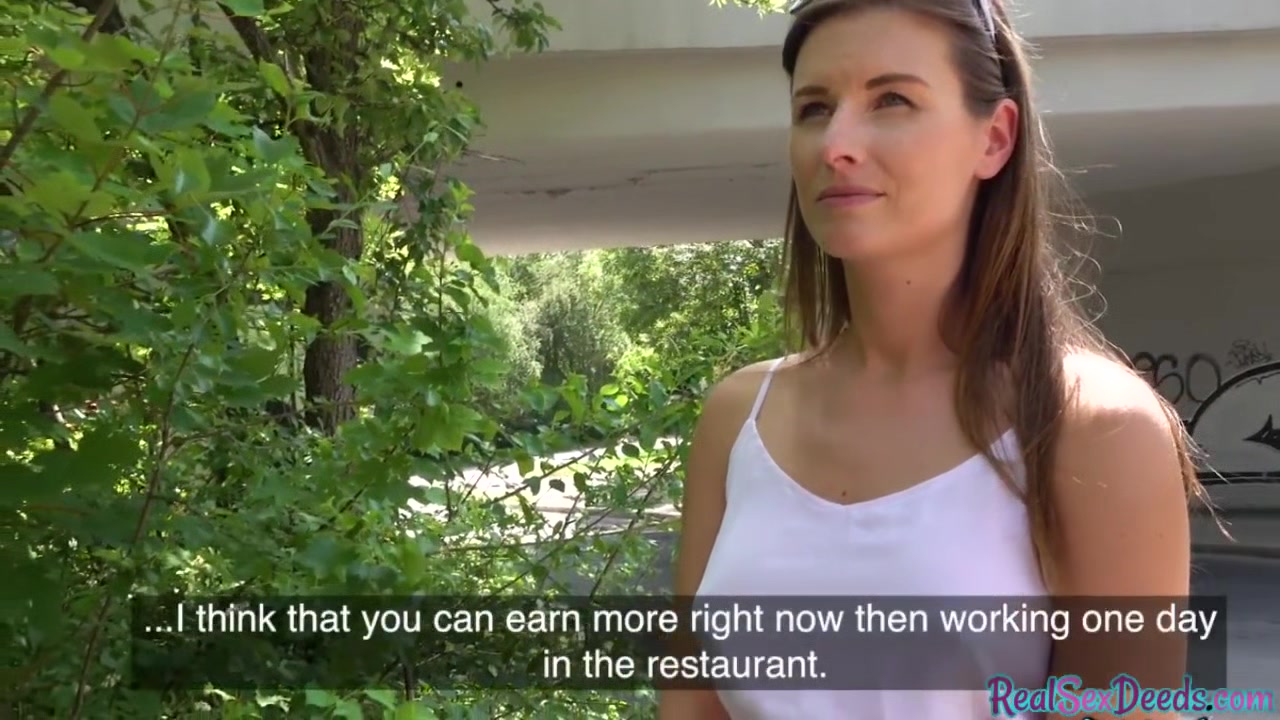 Euro brunette gets bentover and rides for cash before bj
