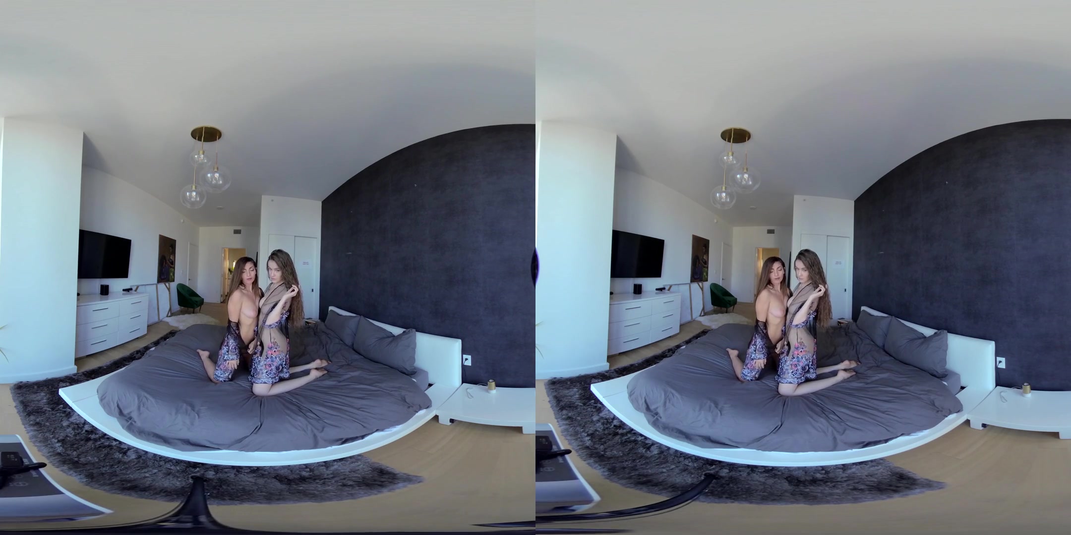 Highrise - Lesbian Tease On the Bed - SexLikeReal