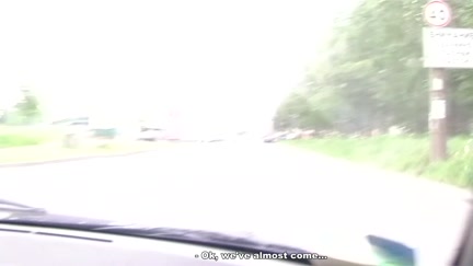blond engulfing in car