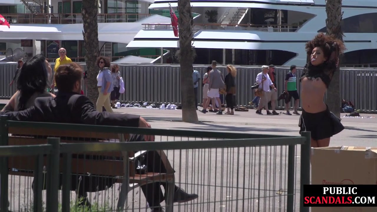 Shameless 19yo whipped outdoor at public place by BDSM fem