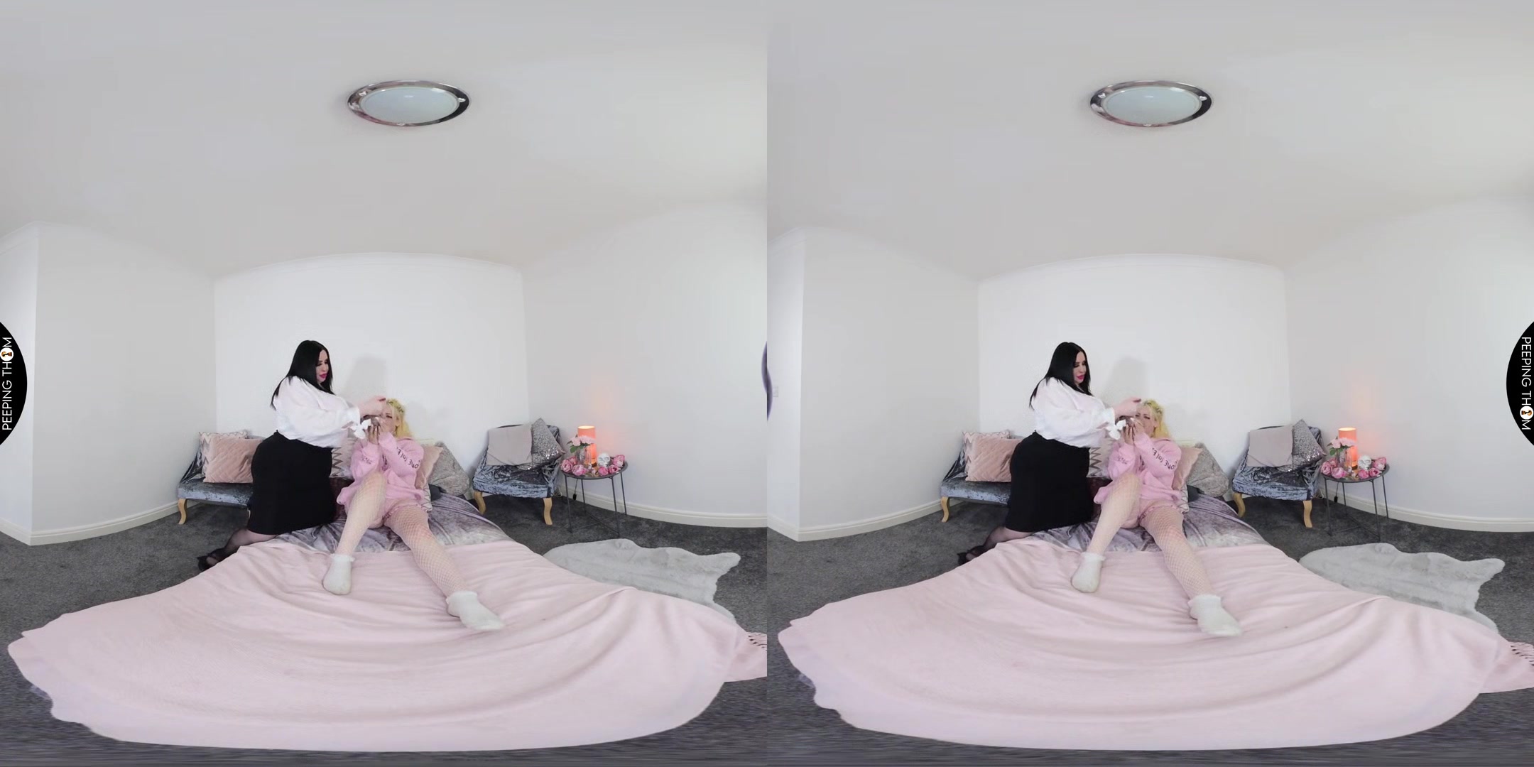 Caught Playing with my Pussy - BBW with Huge Tits and Skinny Blonde Lesbian 3D Porn