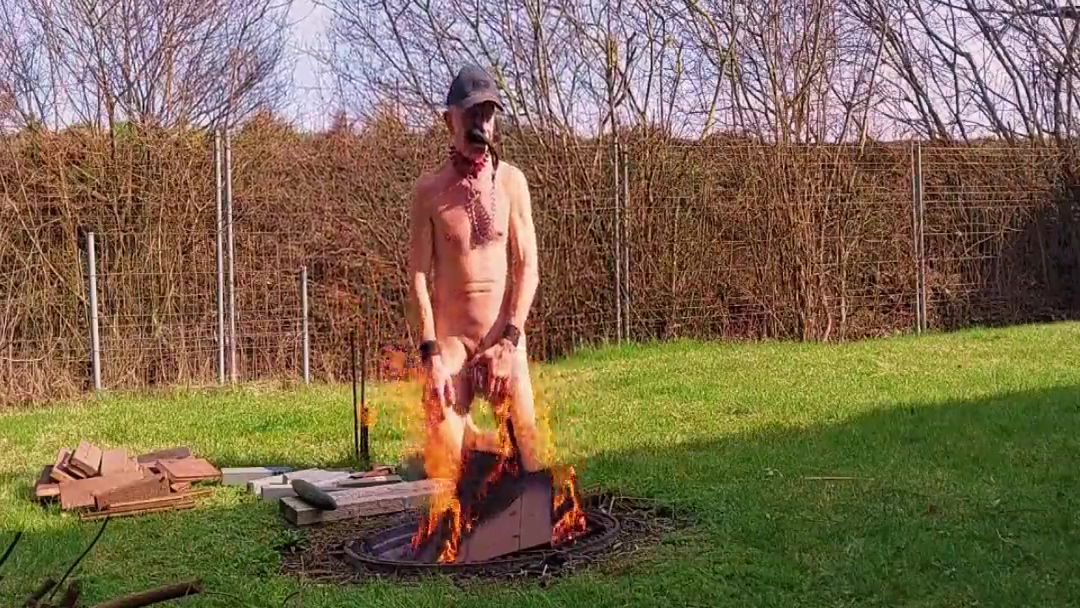 Totally Naked Gay Slave Slut Exposed In Penis Cage Outdoor Cucumber Fuck At The Campfire Bdsm 4 Min